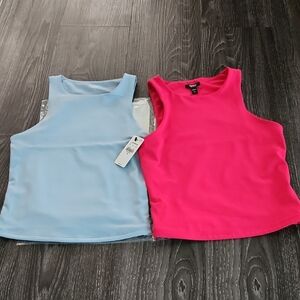 Bundle Of 2 Express Body Contour Tank Tops Blue And Pink NWT XS